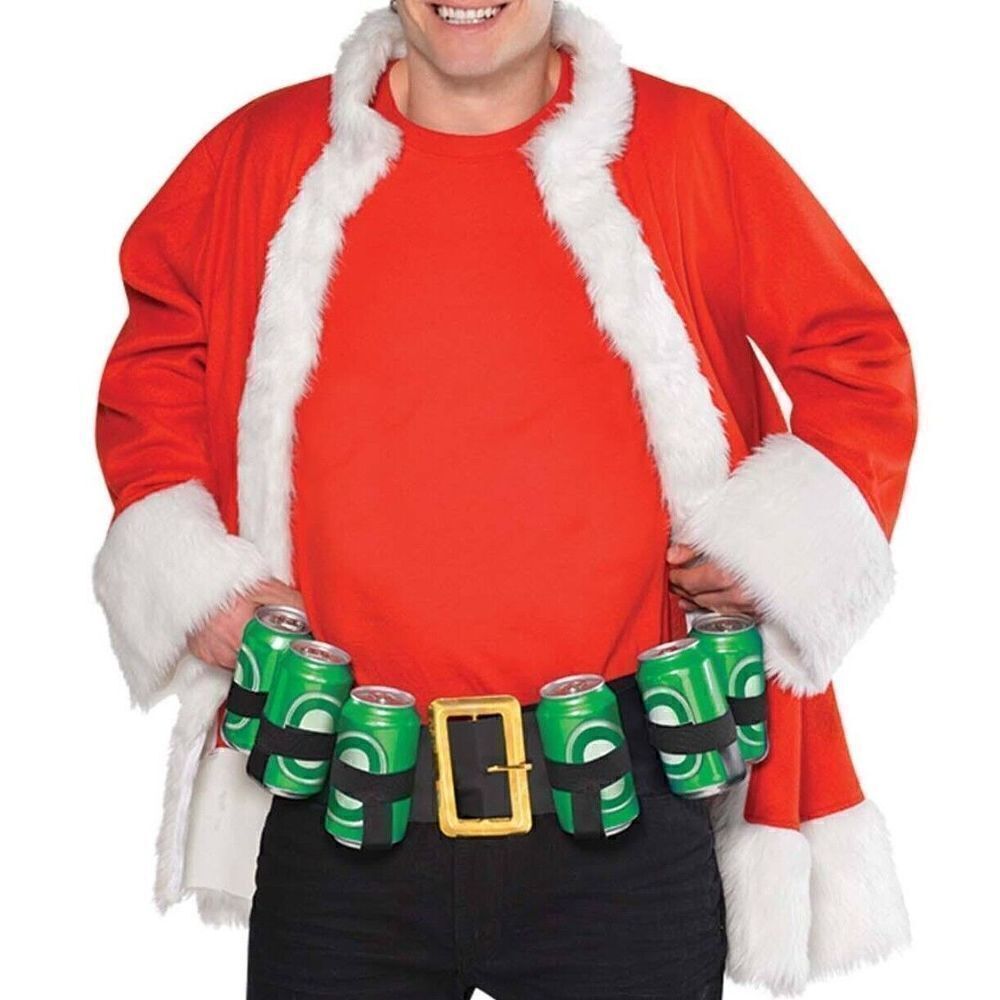 Amscan Drinking Game Christmas Novelty Beer Belt Santa Drink Holder Fits 6 Cans